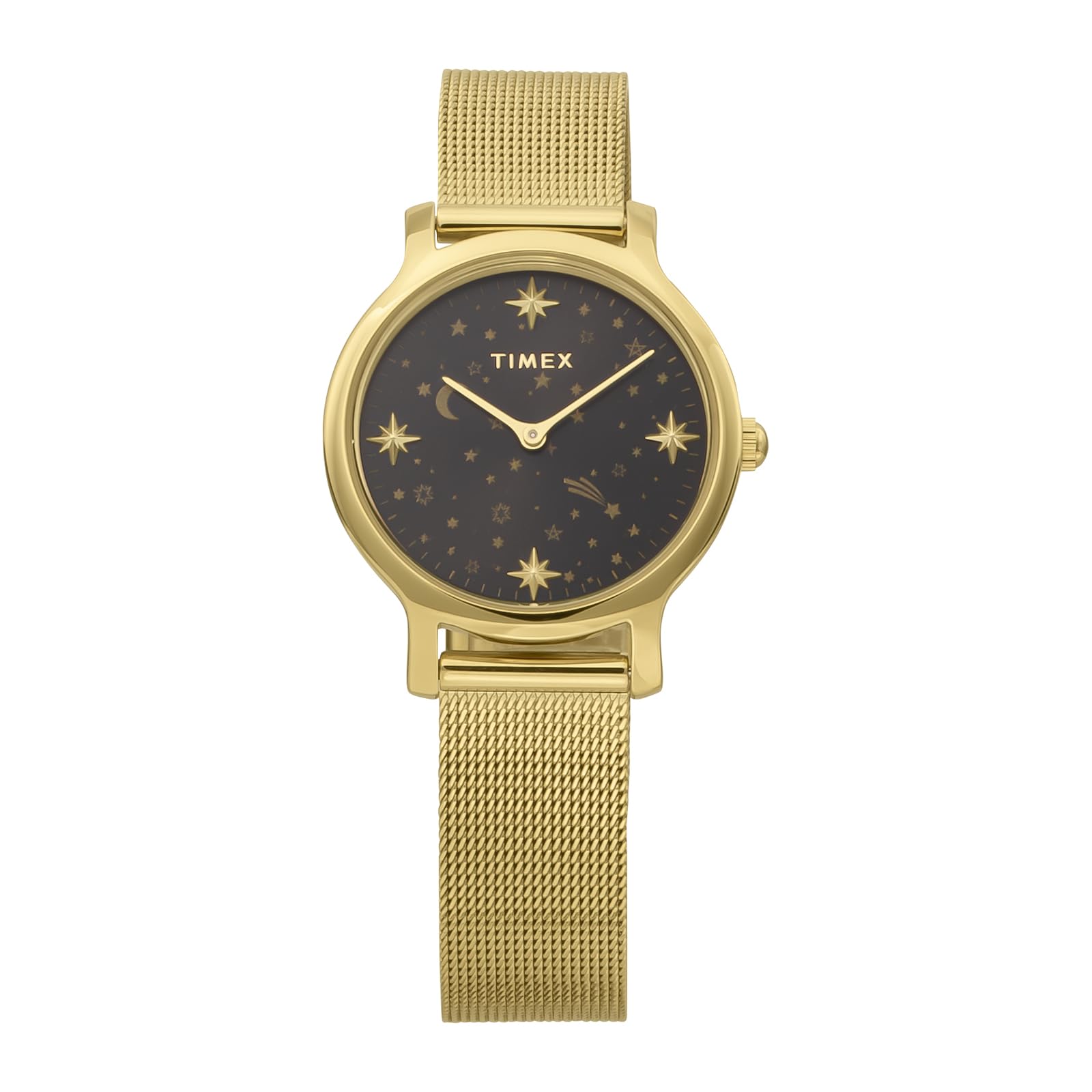 

TIMEX CELESTIAL Watch, 31mm, Black Dial, Brass, Mineral Glass, Quartz Movement, American Brand, TW2W21500, Unisex, Gold [Parallel Import]
