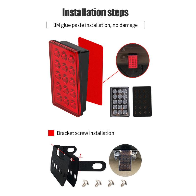 Red Rear Brake Light With 15 Leds For Racing Cars, Motorcycles And Automobiles