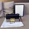 [Pre-Owned] Padlock Moonlight Treasure Box Series Metal Lock Logo Canvas And Leather Crossbody Bag Small - Excellent #1YO23TD