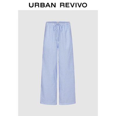 Pantalon Large à Cordon de Serrage Plaid Dopamine pour Femme UR