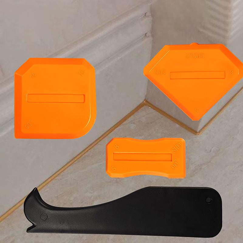 4Pcs Window Door Silicone Sealant Spreader Caulking Tool Kit Spatula Scraper Cement Caulk Removal Tool Finishing Sealant Grout