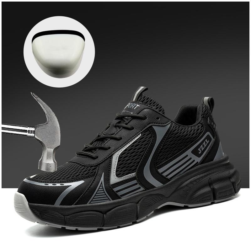 men's casual steel toe caps working safety shoes air mesh summer safe boots worker tooling security boots insulated sneakers man