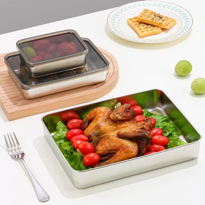 Kühlschrank Edelstahl Käsebehälter Erhöhter Boden Kühlschrank Deli Fleisch Aufbewahrungsbox Küche Lebensmittelaufbewahrungsbehälter mit Deckel