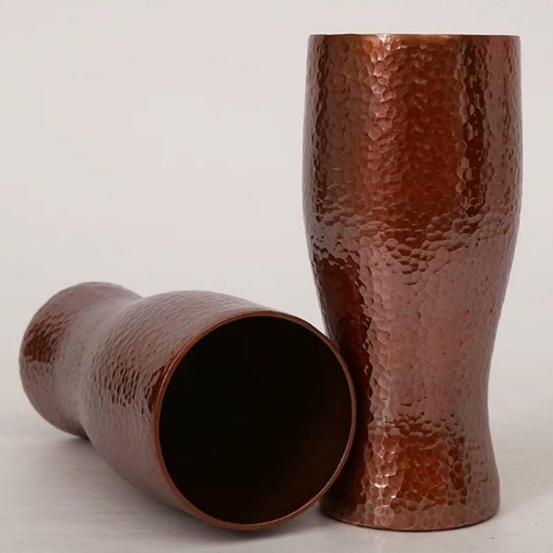 Pure Coppery Coffee Mug Tree Texture Exquisite Vintage Moscow Mule Thickening Durable Water Mug 450ml Smooth Surface Tea Cup