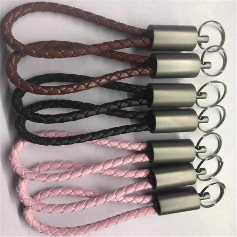 Fashion Alloy Leather Rope Keychain with Micro USB Charging/Data Cable