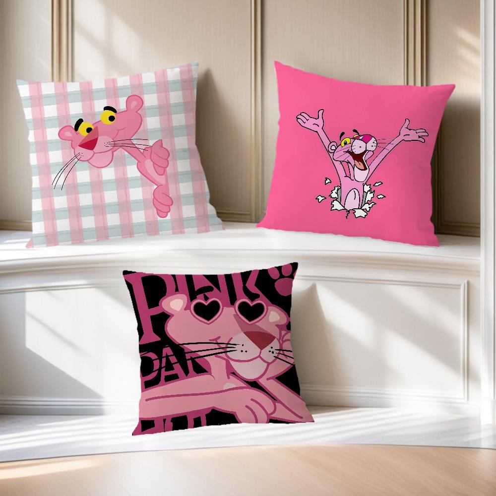 Cushion P-Pink Cover Soft Comfortable Pillow Case For Sofa Living Room Cartoon Panthers Home Office Decor Protective Covers