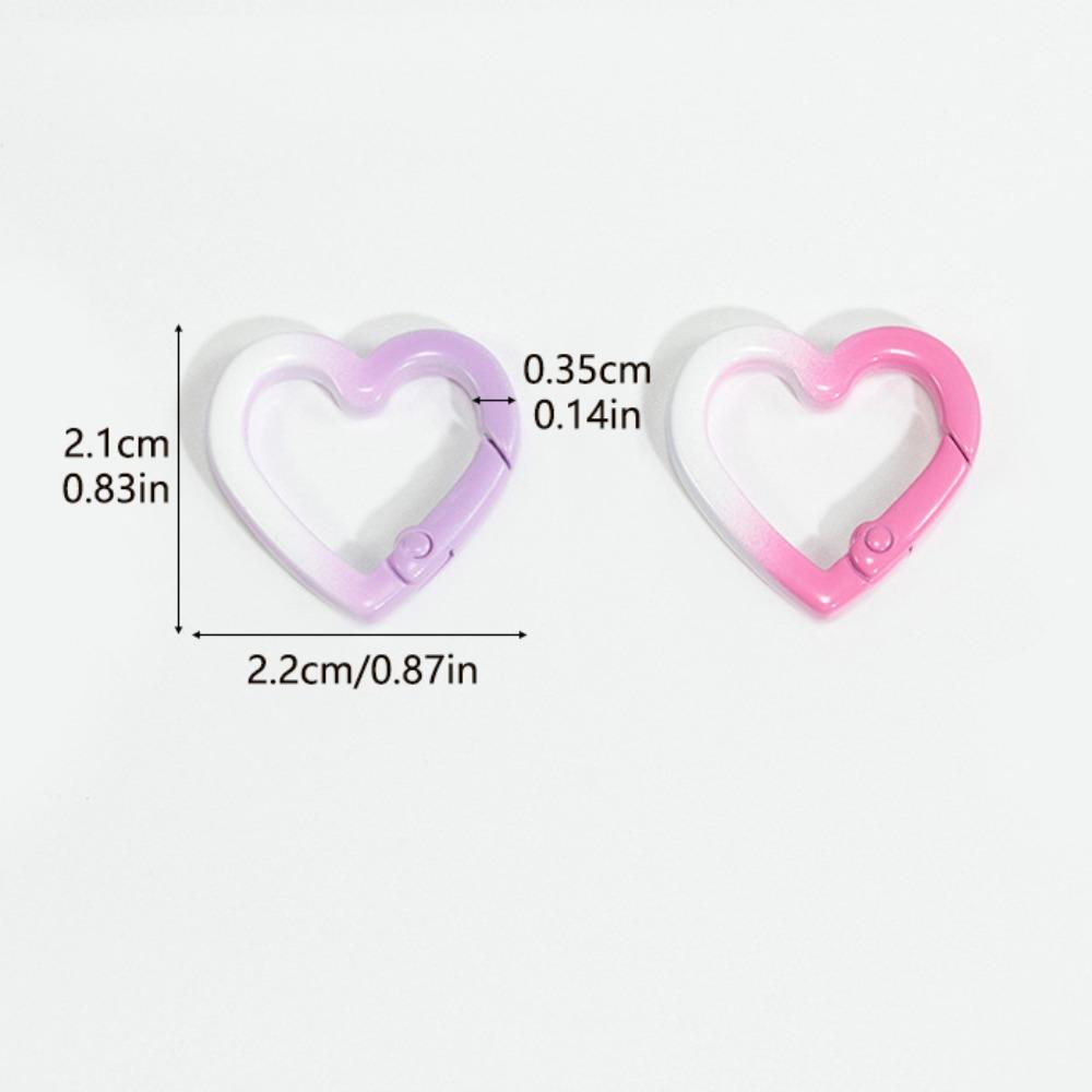 10pcs Ornament Heart Shaped Carabiner Hook Rings Gradient Color Openable Spring Clasp DIY Jewelry