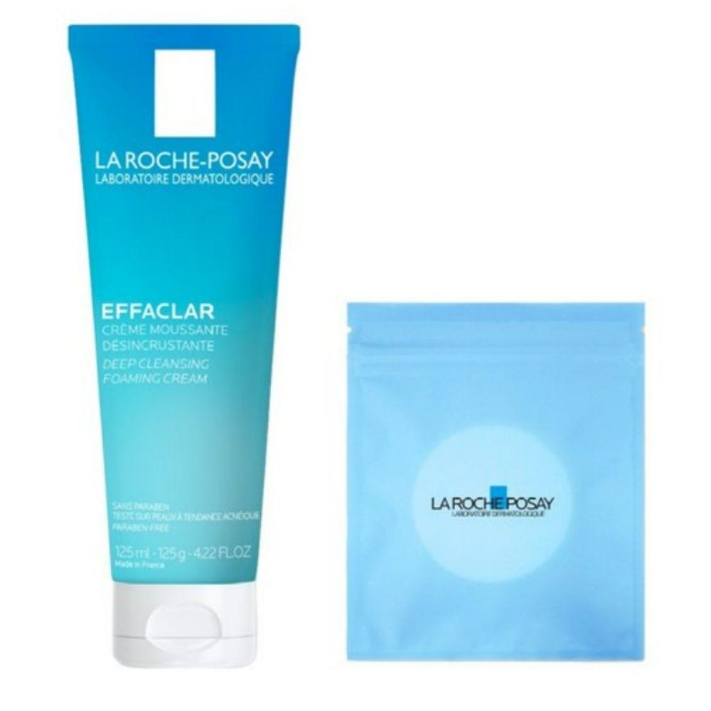 La Roche-Posay Effaclar Deep Cleansing Foaming Cream Set with Cotton Pads 30pcs 125ml