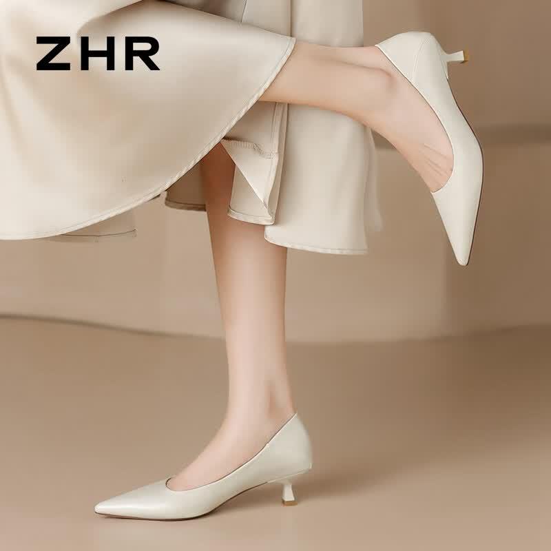 ZHR Women's Elegant Pointed Toe Kitten Heel Pumps