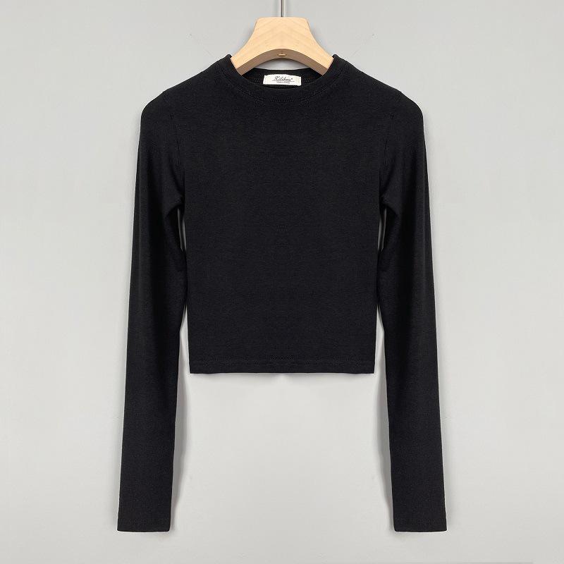 Dongdaemun Slim Fit Sexy Long Sleeve Cropped T-Shirt for Women