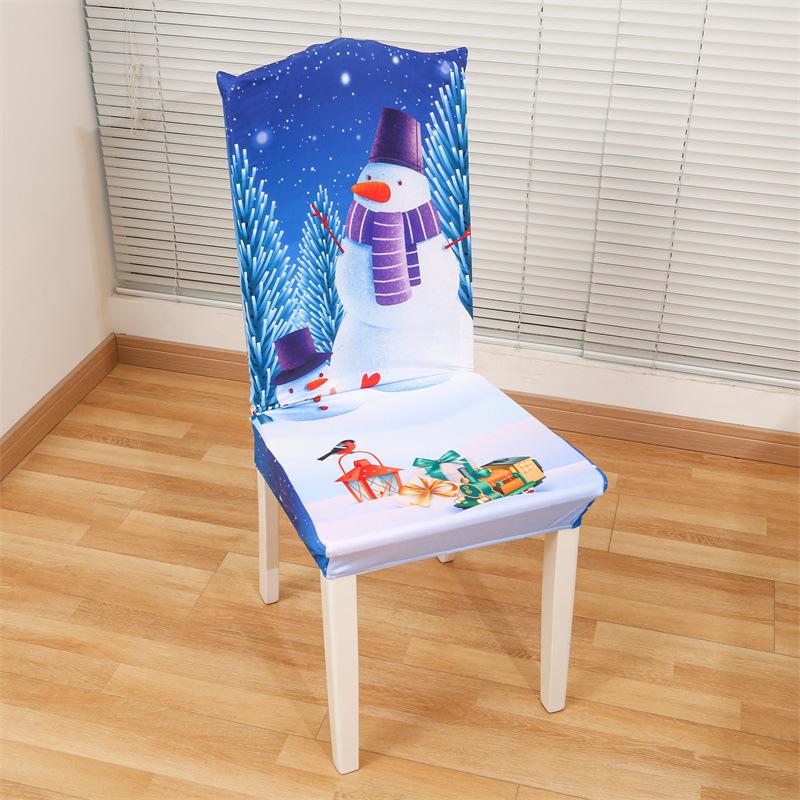 Christmas Festival Elastic Chair Covers & Tablecloth Set for Dining Table Decoration