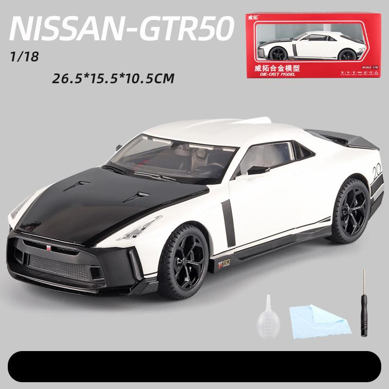 GTR50 Supercar-Druckgussauto-Modellspielzeug im Maßstab 1:18, zurückziehbares Spielzeugfahrzeug mit Ton und Licht für Kinder, Kleinkinder, Jungen und Mädchen, Geschenkkollektion