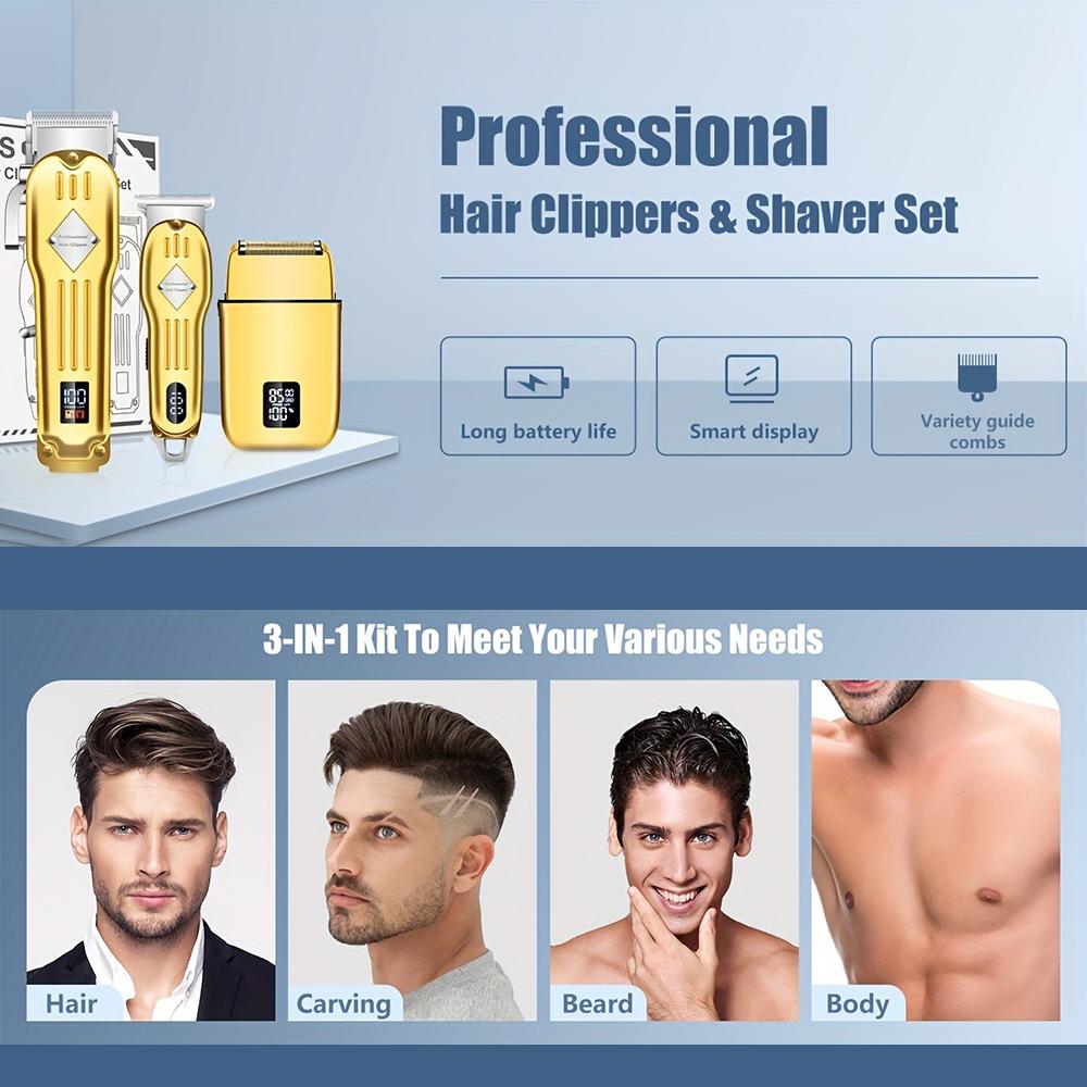 3 in1 Hair Cutting Grooming Kit Professional Hair Clippers and Shaver Set Cordless Beard Trimming for Men