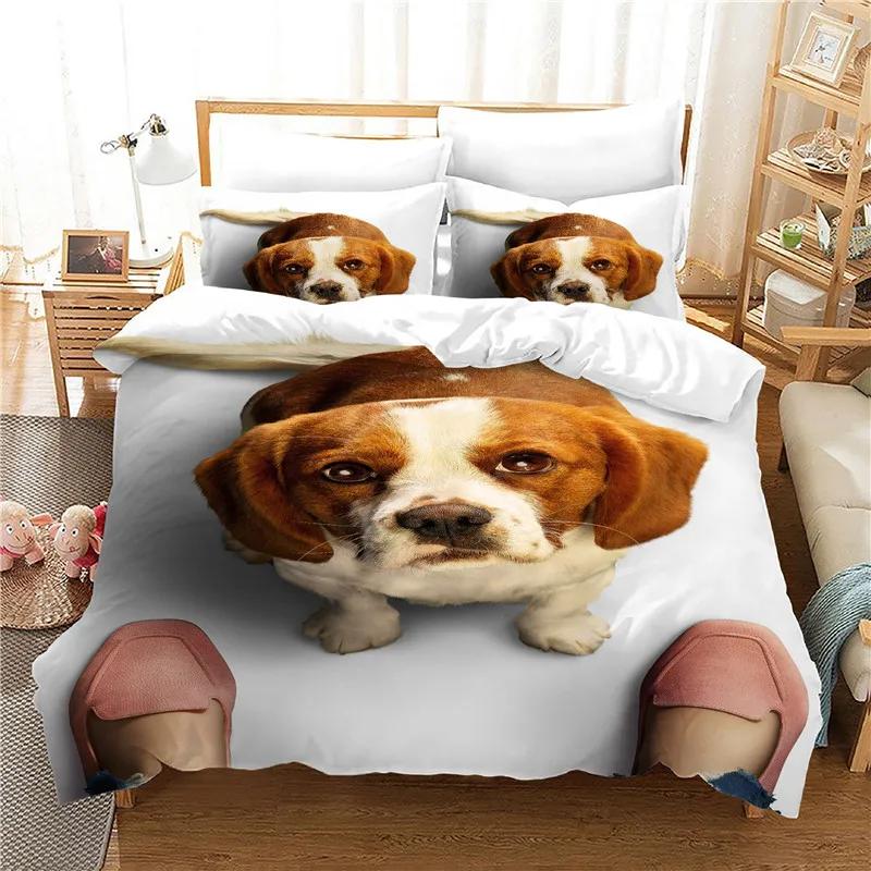 Comforter 3D Print Dachshund Cute Pug Dog Bedding Set Single Size 135X200Cm Microfiber Cartoon Animal Comforter