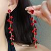 Silver Needle Zircon Water Drop Leaf Fringed Earrings Korean Ins Niche Design Earrings Light Luxury High-end Earrings