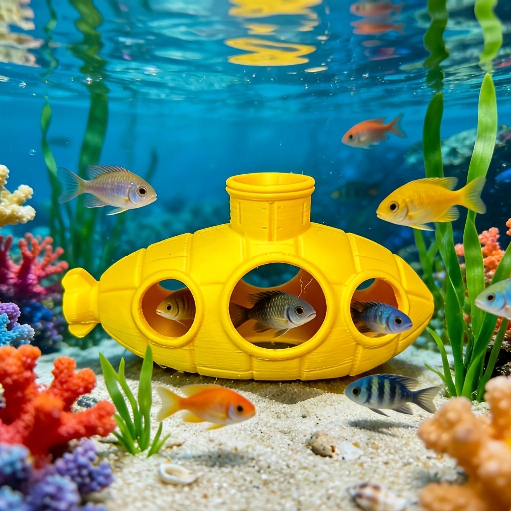 Submarine Shaped Fish Tank Ornament, Creative Aquarium Decoration, Realistic Hideout Shelter for Small Fish, Ideal Gift