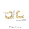 Golden Pearl Square Hoop Earrings for Women Elegant Stainless Steel Jewelry Gift