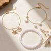 3pcs Set Creative Retro Starfish Conch Imitation Pearl Shell Beaded Stackable Anklets for Women Bohemian Vacation Jewelry Gifts