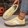 Women's Wide Width Retro Lace-Up Sneakers - Low Top Casual White Shoes for Spring/Fall, Fashion Flat Sole Slip-Ons