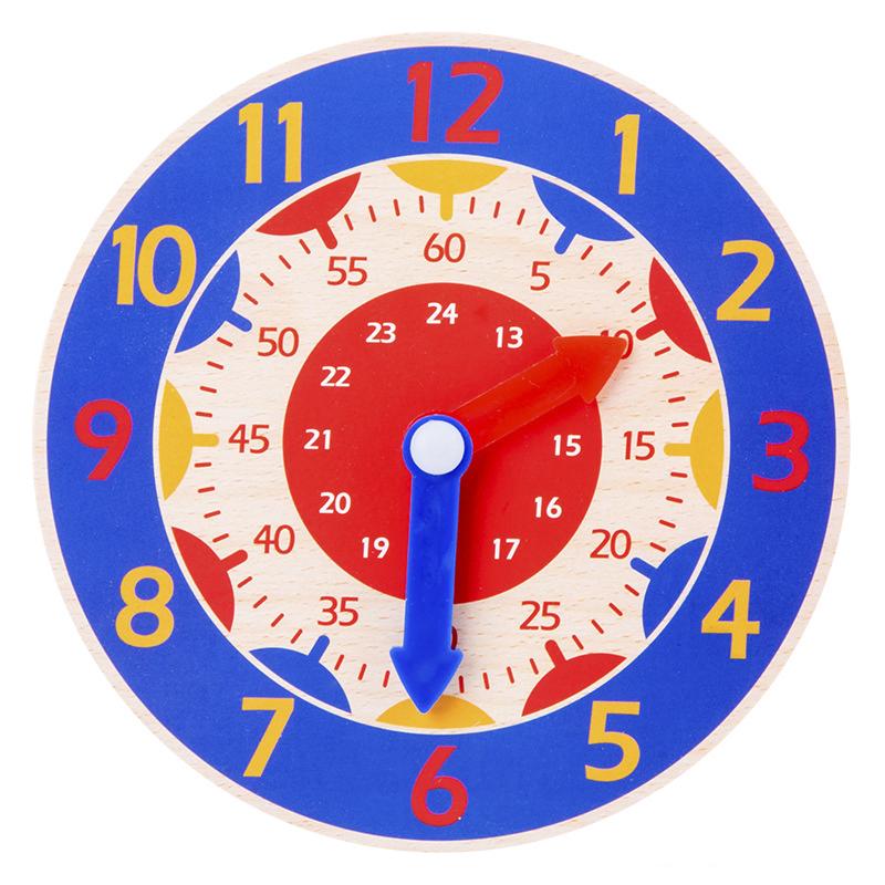 Children Montessori Wooden Clock Toys Hour Minute Second Cognition Colorful Clocks Teaching Aids for Kids Preschool Children