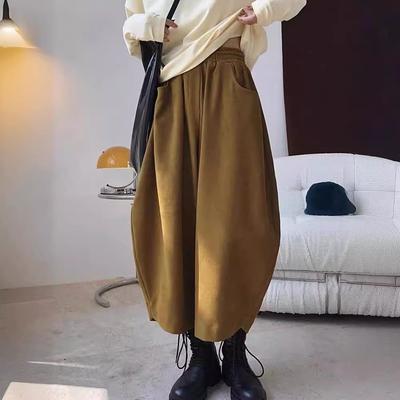 Höst Casual Haremsbyxor Dam Bomullsbyxor med hög midja Retro Loose Bloomers Damoversize byxor Baggy Sweatpants