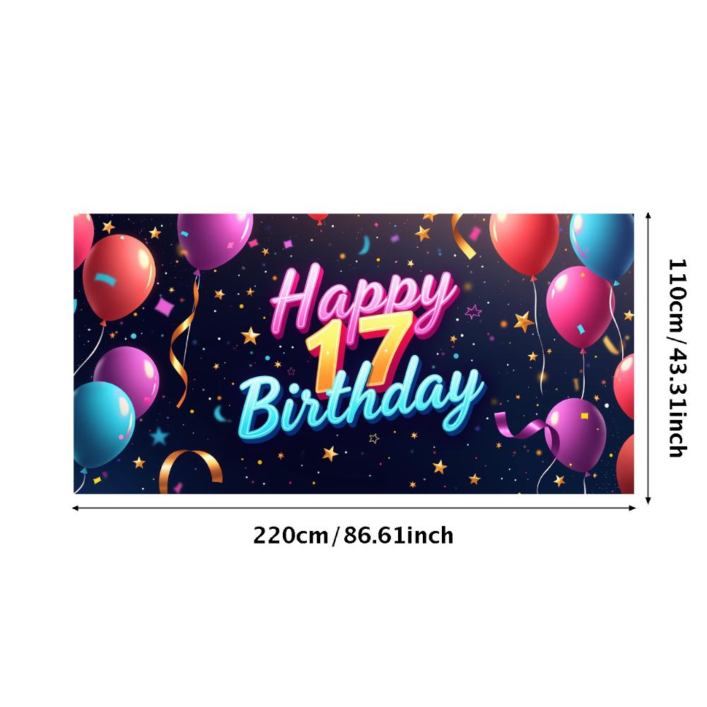 17. Geburtstag Party Hintergrund Banner Rot und Schwarz Ballon Alles Gute zum Geburtstag Fotografie Hintergrund Requisiten Dekorationen Zubehör