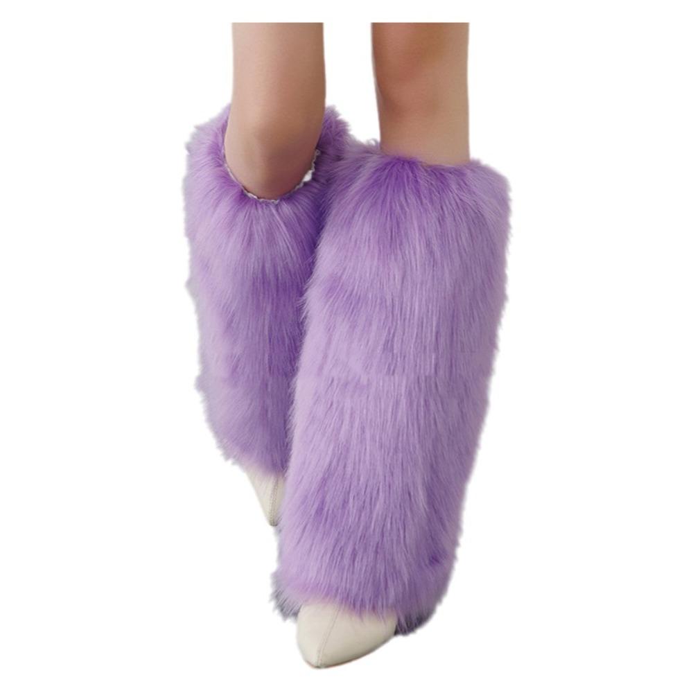 Pokrývky na boty Lolita z umělé kožešiny 40cm Dlouhé ponožky Harajuku Styl Kožešinové návleky na nohy Použití pro Cosplay