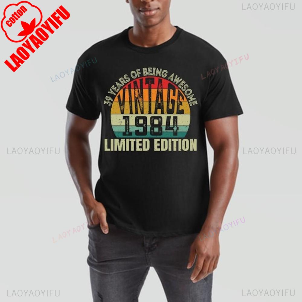 39 Years of Being Awesome Vintage 1984 Printed Tshirt Tops Classic Retro Birthday Gift Graphic Tshirt  Unisex Cotton Streetwear