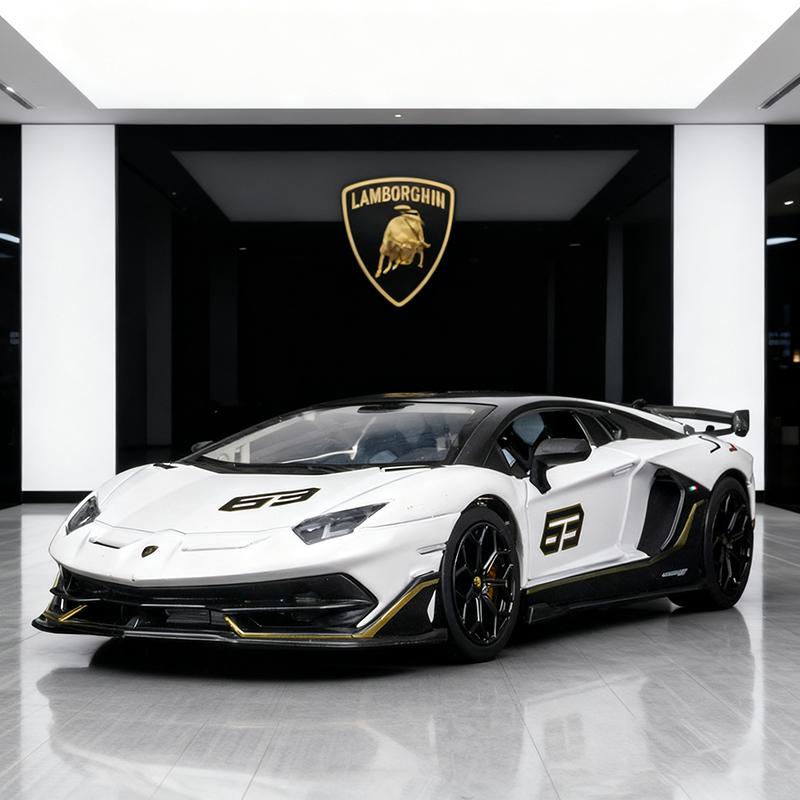 1/24 Lamborghini Aventador SVJ63 Alloy Model Alloy Car Model Sound and Light Children's Toy Collectibles Birthday Gift