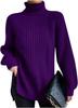2026 autumn and winter new cross-border turtleneck knitted sweater medium and long shoulder sleeves high lapel split ends soft and comfortable women's