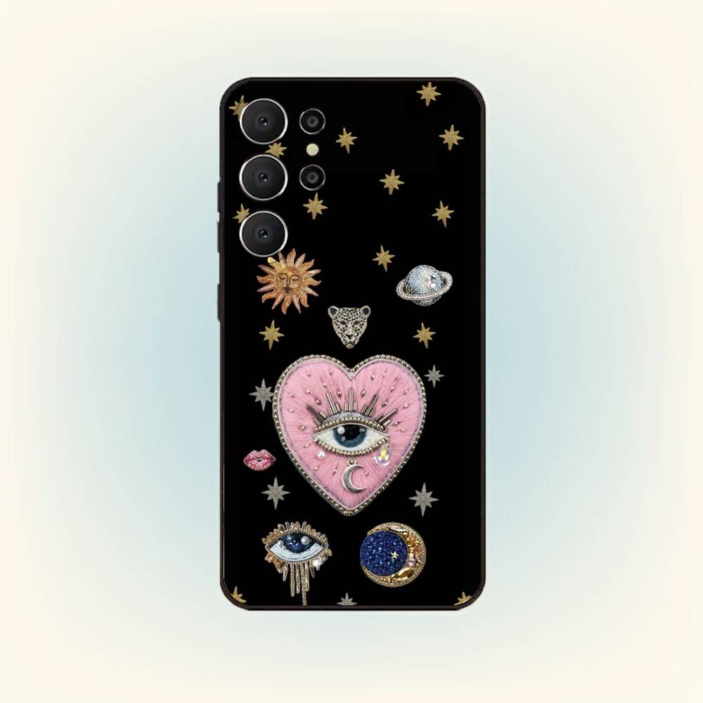 Lucky Eye Blue Evil Eyes Phone Case For Samsung S26,S25,S24,S21,S22,S23,S30,Ultra,S20,FE,Lite,10,9,Black Cover