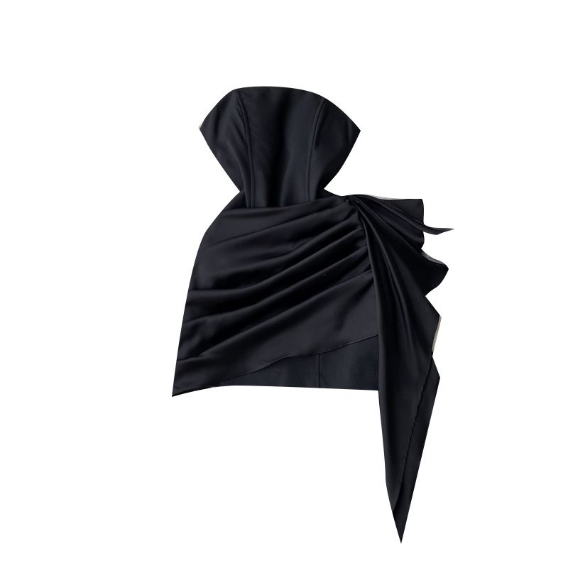 Elegant Socialite Asymmetrical Pleated Dress Tube Top