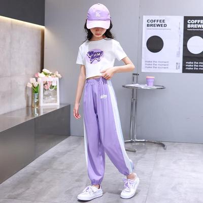 Girls' Short-Sleeve Stylish Summer 2025 Two-Piece Leisure Sports Suit for Kids