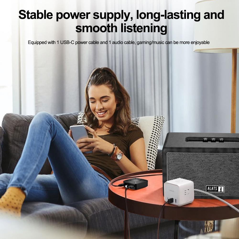 Bluetooth 6.0 Audio Receiver Wireless Stereo Music Hi-Fi 3.5mm Jack 2RCA Adapter Receivers with Mic for Car Speaker PC