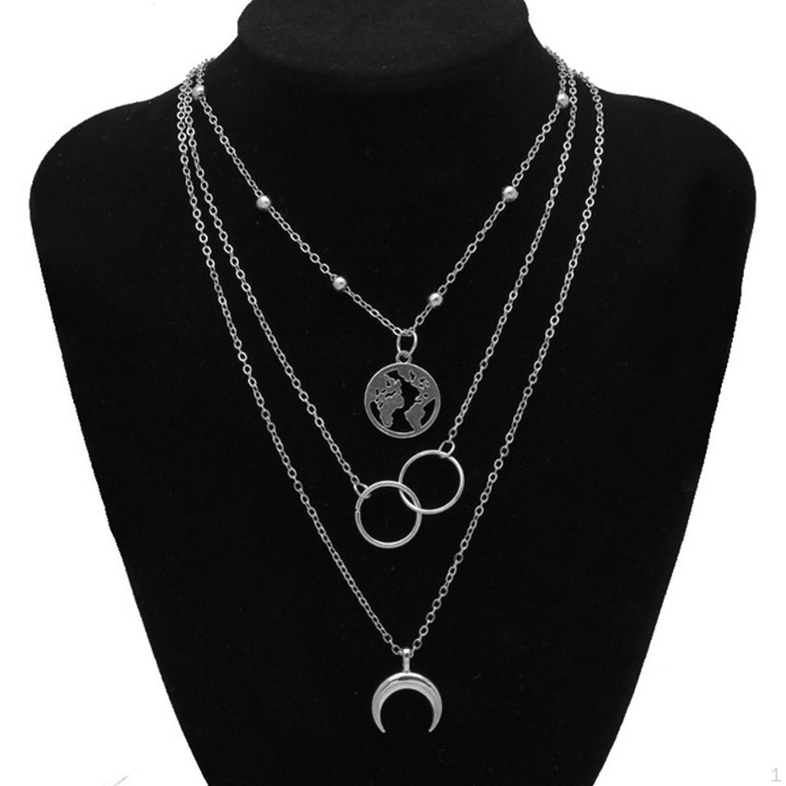 Exquisite Multilayer Pendant Butterfly Necklace, Women Ladies Dainty Choker Chain, Boho Jewelry Multilayer Silver