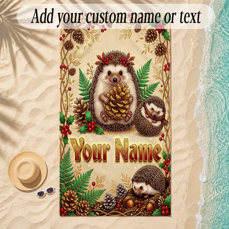 Snow Theme Soft Beach Towel Personalized Custom Name Text Towel Portable for Beach Pool Travel