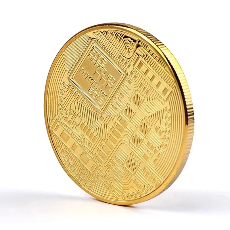 1 sztuka Kreatywny Pamiątkowy Pozłacany Moneta Bitcoin Fizyczny Złoty Kolekcjonerski Moneta BTC Kolekcja Sztuki Fizyczny Pamiątkowy Prezent