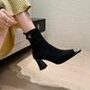 New Style Women Back Zip Zipper Luxury Designer Ladies Rubber High Heel Pointy Ankle Rock Pointed Toe Zapatos Mujer