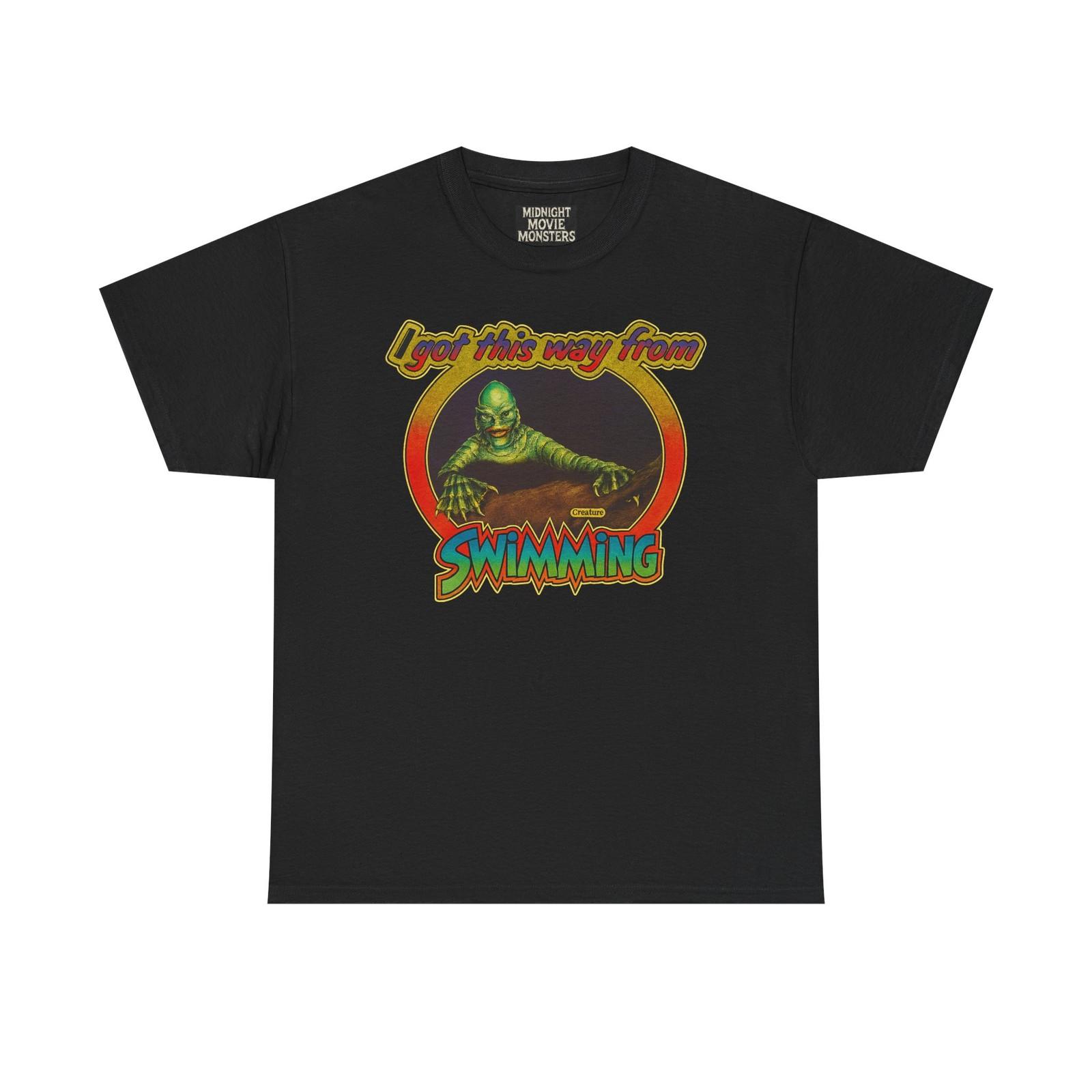 

Creature From The Black Lagoon Swimming T-Shirt Unisex Heavy Cotton Tee Funny XXXXL