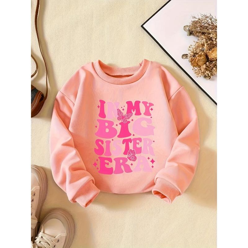 Girls' Creative Letter Pattern Fashion Casual Crew Neck Sweatshirt for Daily Party Vacation Gift