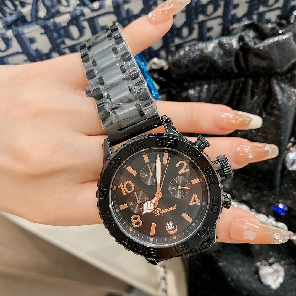 

Модный стальной ремешок, большой циферблат, темпераментные женские часы, ремешок для поездок на работу, календарь, многофункциональные повседневные часы