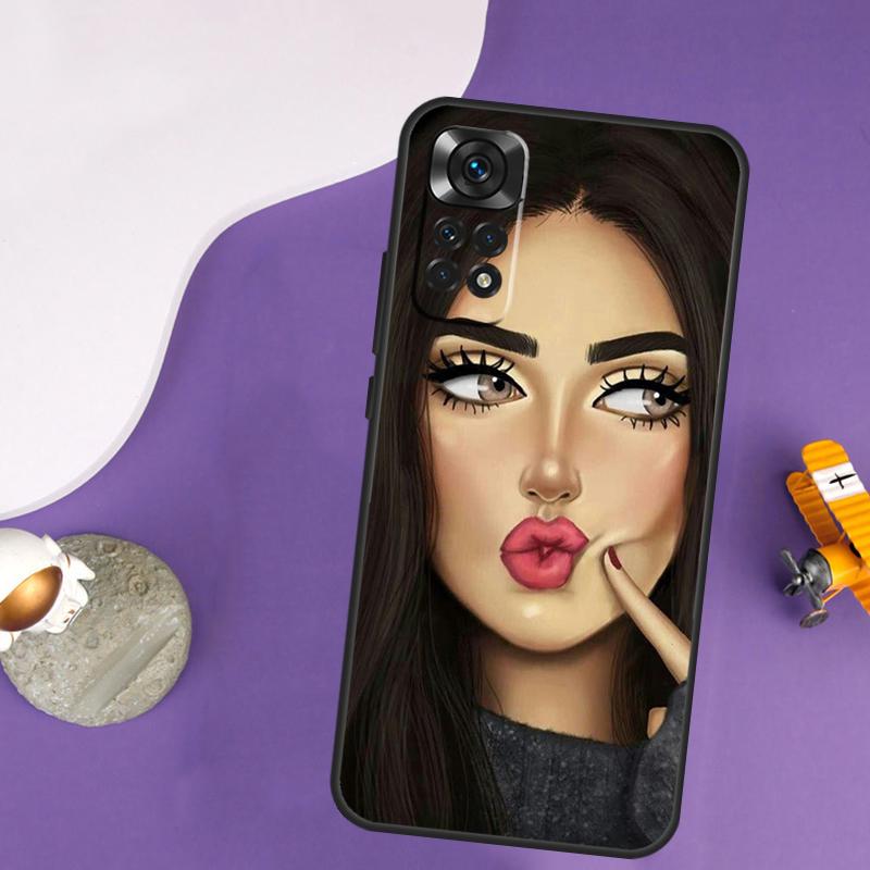 Brunette Blonde Girl Cute Case For Xiaomi Redmi Note 13 Pro 14 12 9 10 11 Pro 10S 11S 12S Redmi 10C 13C 14C 12C Cover