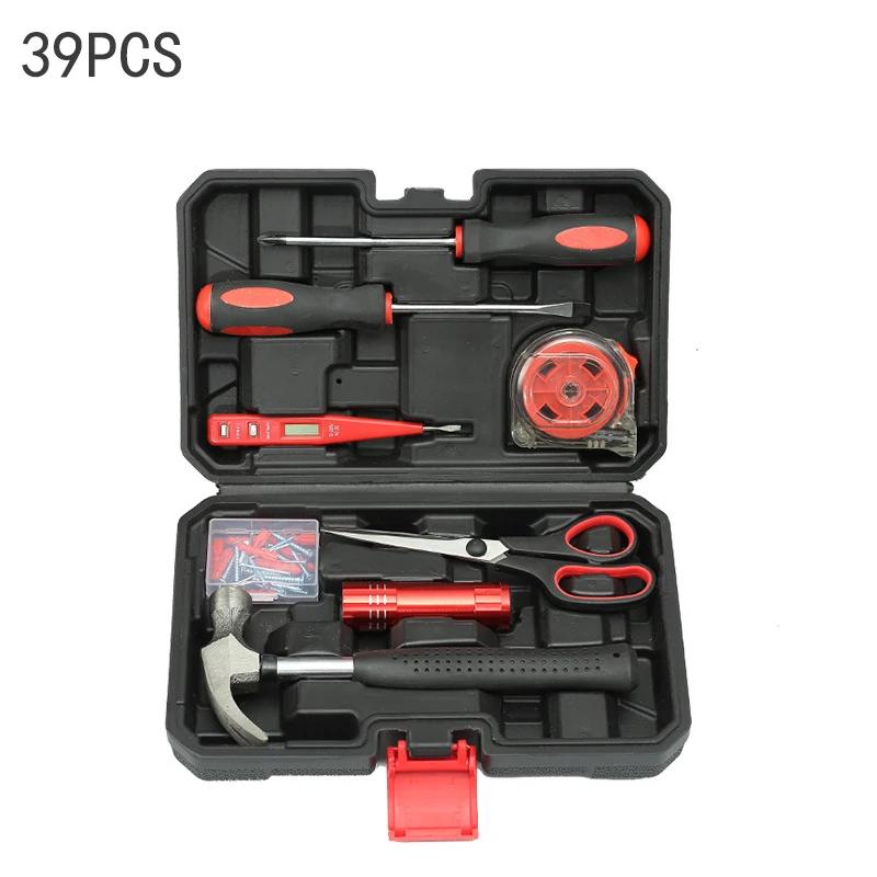 19/43/120 Piece Hand Tool Kit Set with Toolbox MultiFunctional Household DIY Tool Set with Screwdriver Hammer Wrench Pliers Tape
