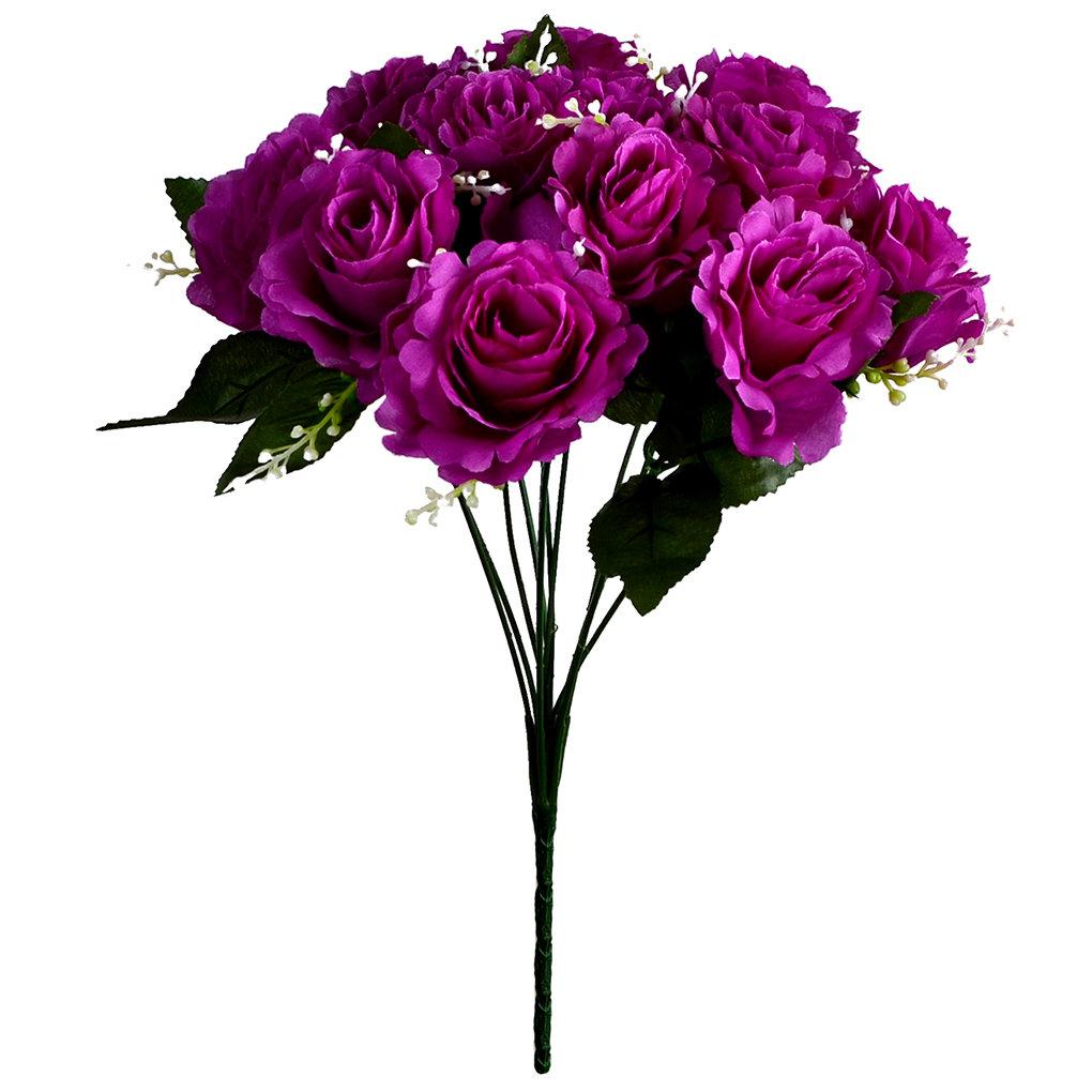 12 Heads Artificial Silk Flowers Bouquet Roses Bunch Wedding Home Party