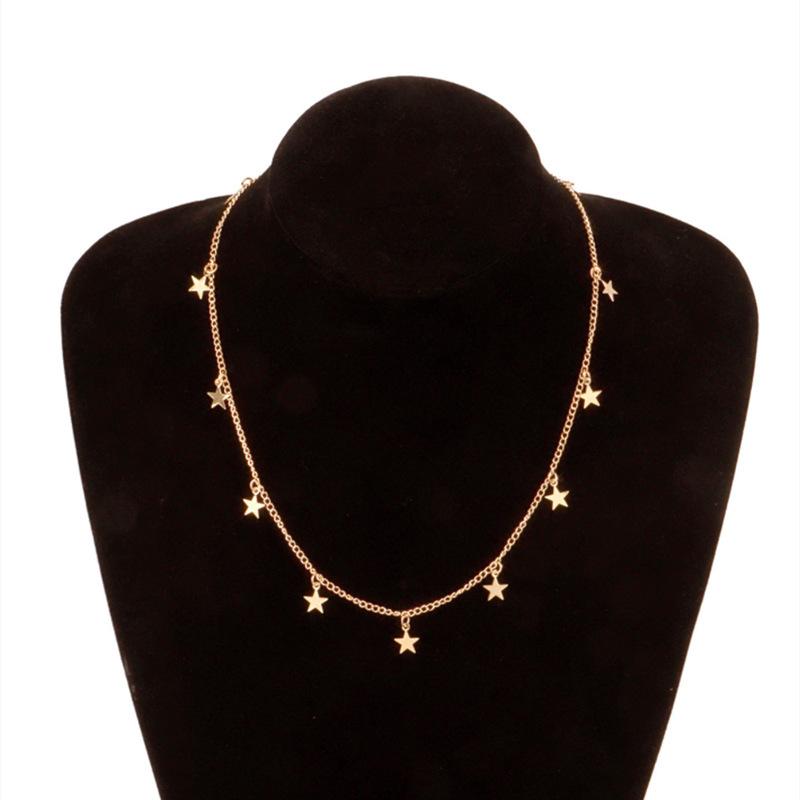 Fashion, Fashion Ladies Popular Alloy Necklace Collarbone Chain, Simple Metal Star Pendant Necklace