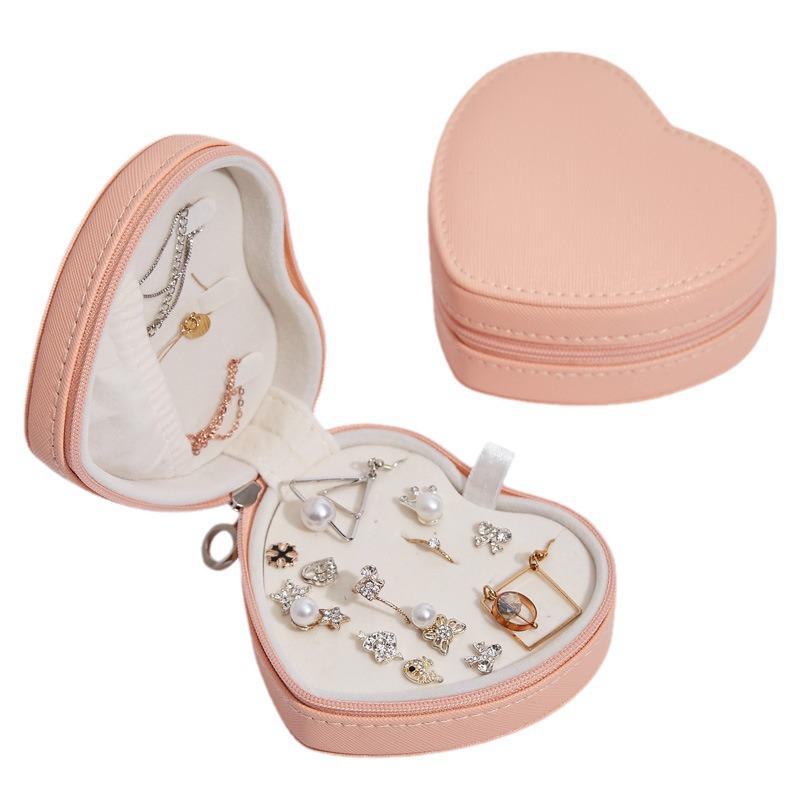 Heart-shaped Travel Jewelry Box for Earrings, Studs, and Rings