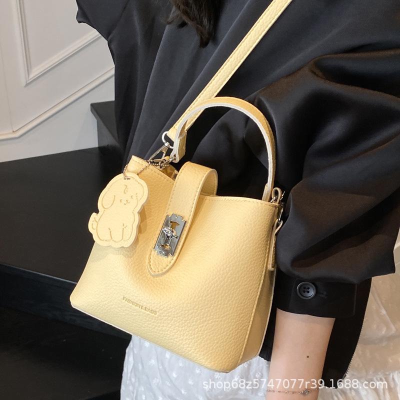 Women's bag 2025 new high-end texture pebbled pattern shoulder crossbody bag versatile casual trendy fashion hand-held bucket bag