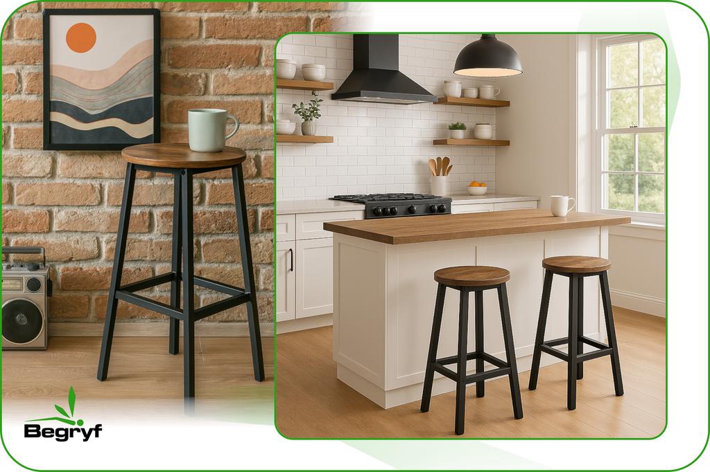 Dark Brown Bar Stool for Kitchen Dining Room 32X32X65 Begryf