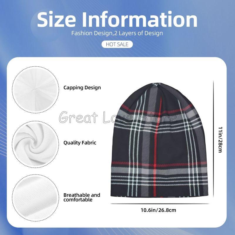 Custom GTI Tartan Plaid Beanie Hat Warm Bonnet Cap Adults Knitted Hats Headwear Vintage Street Skullies Beanies for Women Men