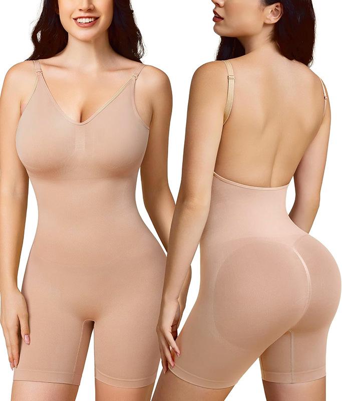 Women's Seamless Shaping Garment: Plus Size Waist-Cinching, Abdomen-Binding, Hip-Lifting Boxer Tights with Stylish Revealing Back